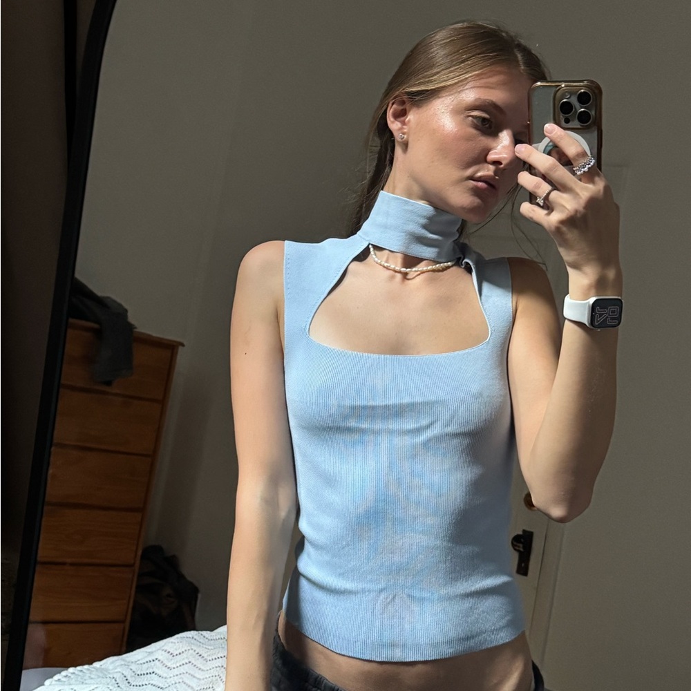Zara Light Blue Sleeveless Tank Top
